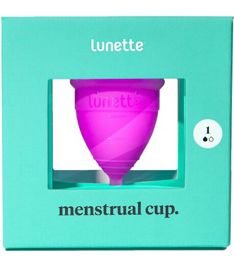Kubeczek menstruacyjny, model 1, fioletowy + woreczek, Lunette (1)