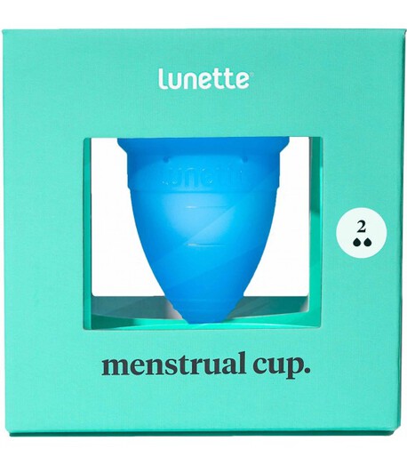 Kubeczek menstruacyjny, model 2, błękitny + woreczek, Lunette (1)